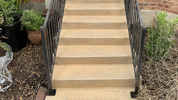 Stairs after pressure washing.