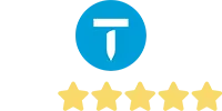 Thumbtack logo with five stars.