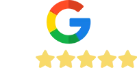 Google logo with five stars.