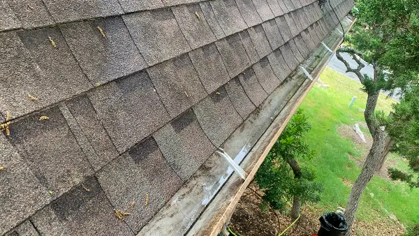 Empty gutters with no leaves.