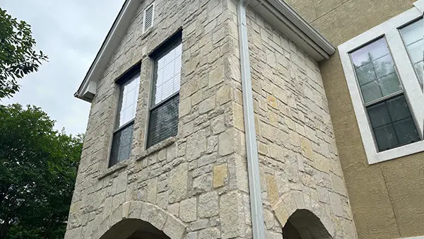 Clean brick siding, after a house wash.