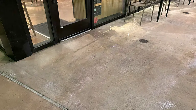 Foot traffic stains removed from concrete.