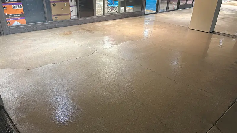 Clean concrete at night.