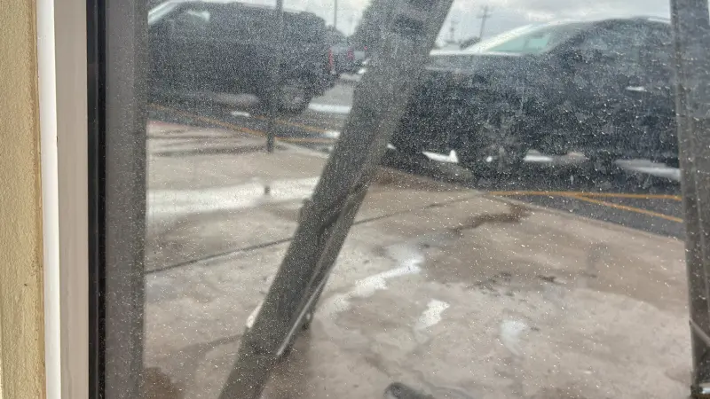 A dirty window.