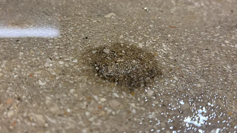 A stain left over from the sorbitol in sugar-free gum.