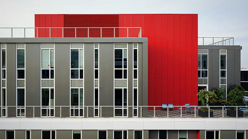 The exterior of a hotel.