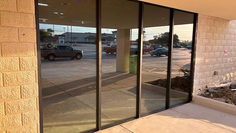 Tall commercial windows.
