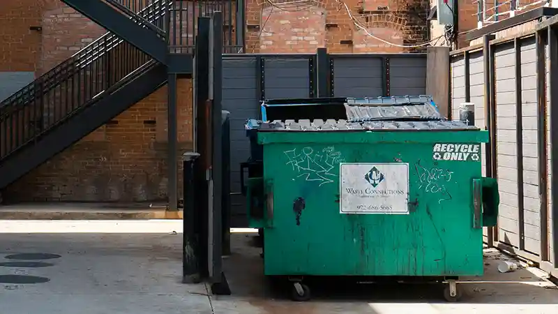 A green dumpster.
