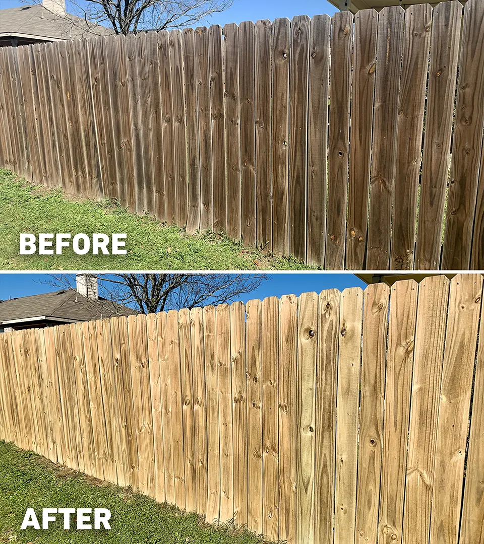 Before after fence cleaning