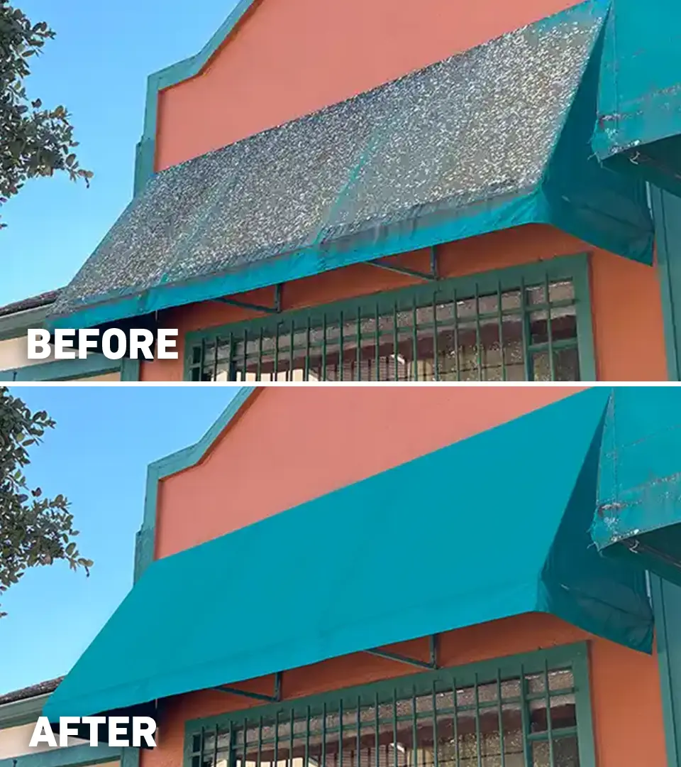Before after awning