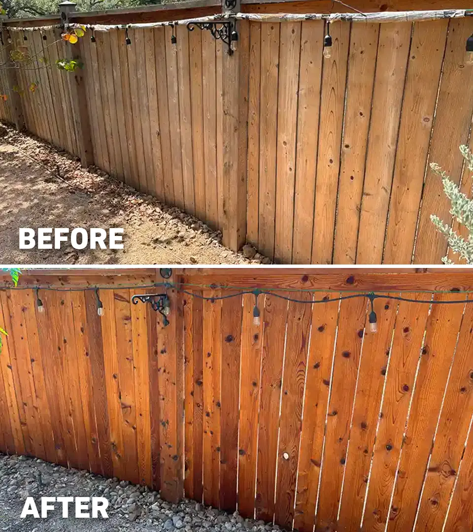 Before after fence stain