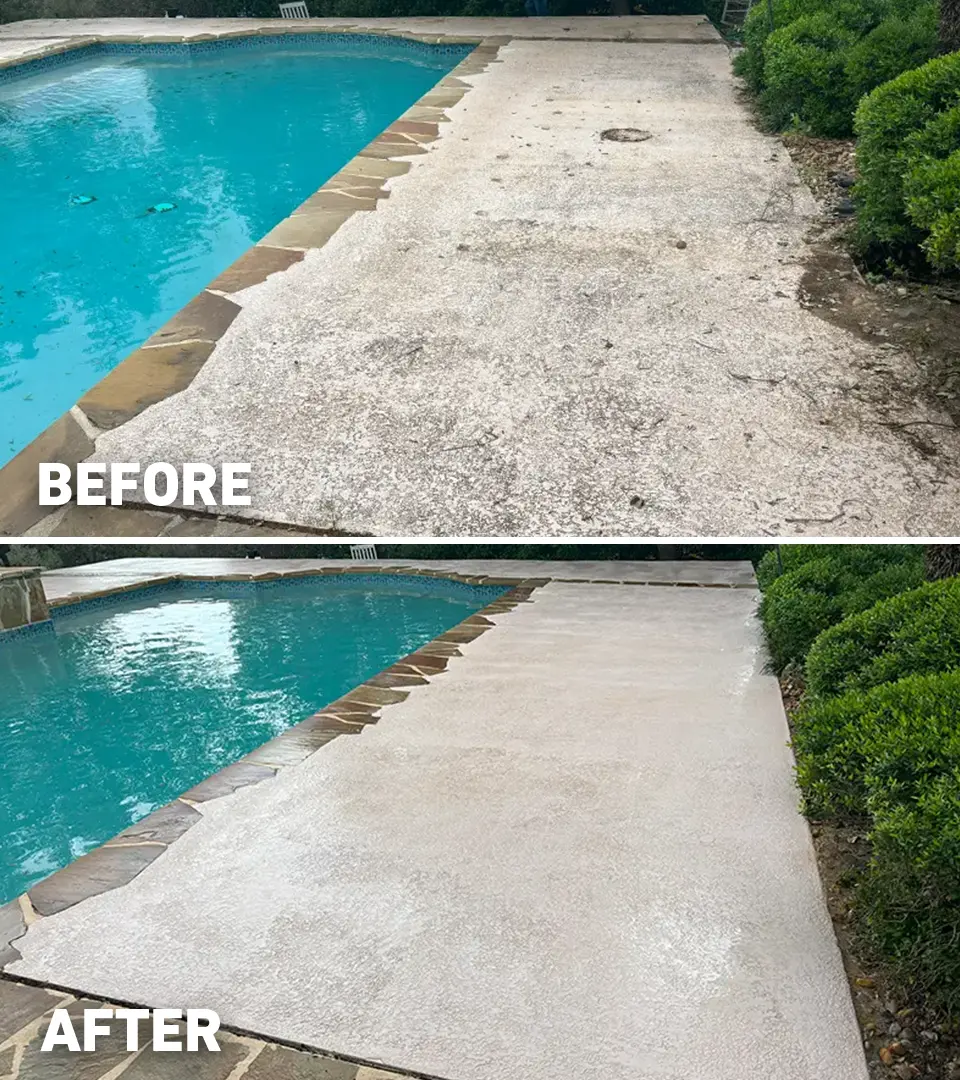 Before after pool deck cleaning