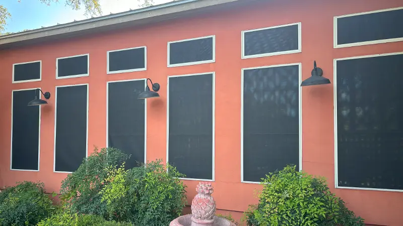 Multiple windows with solar screens.