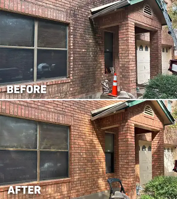 Before after pressure wash house