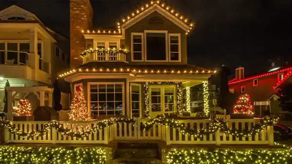 Christmas lights on a home.