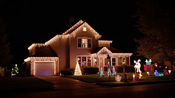 Christmas lights on a house