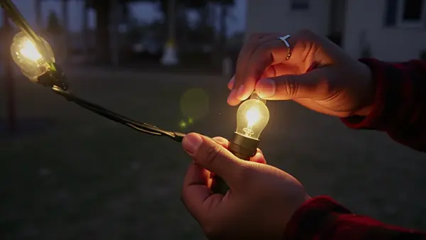 A Christmas light bulb being replaced.