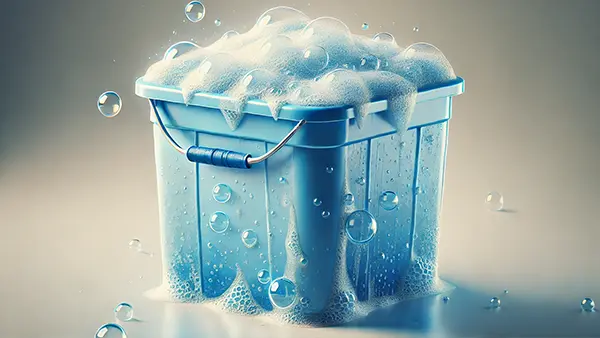 A bucket of soapy water.