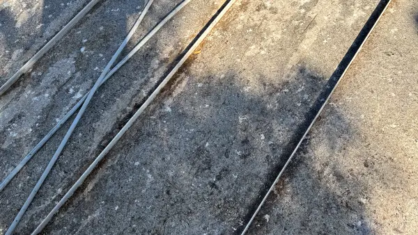 A dirty metal roof.