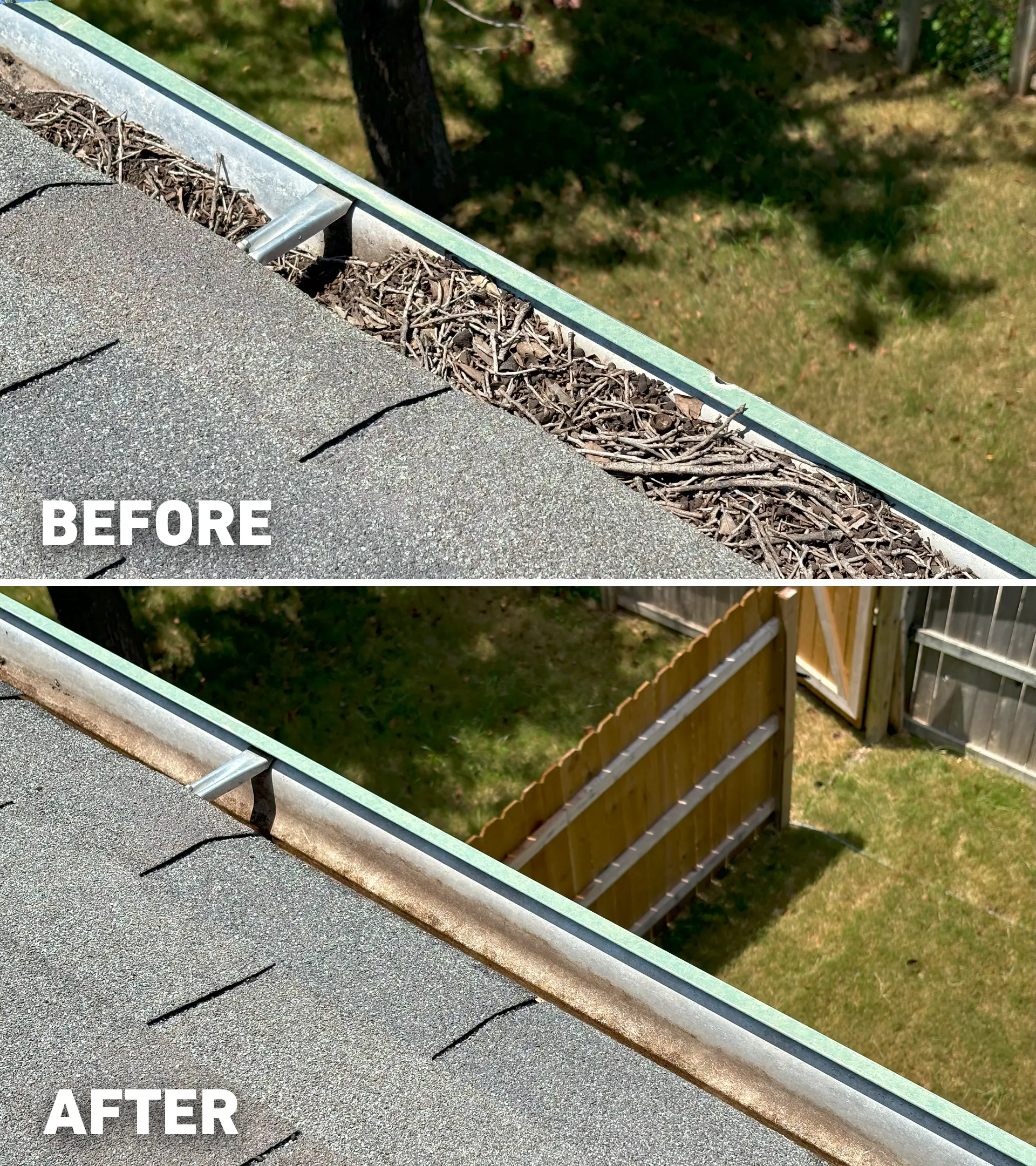 Before after gutter cleaning