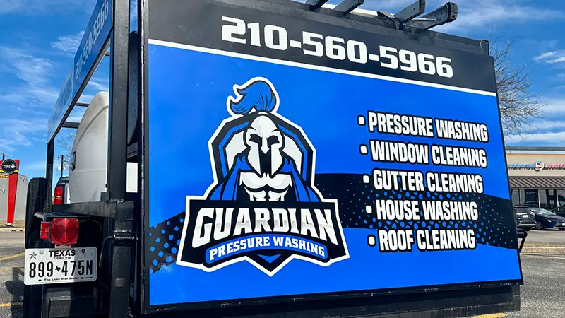 Guardian Pressure Washing rear trailer decal.