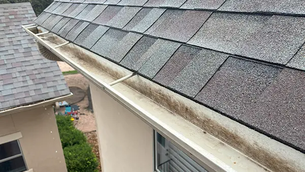 High gutters that have had gutter cleaning.