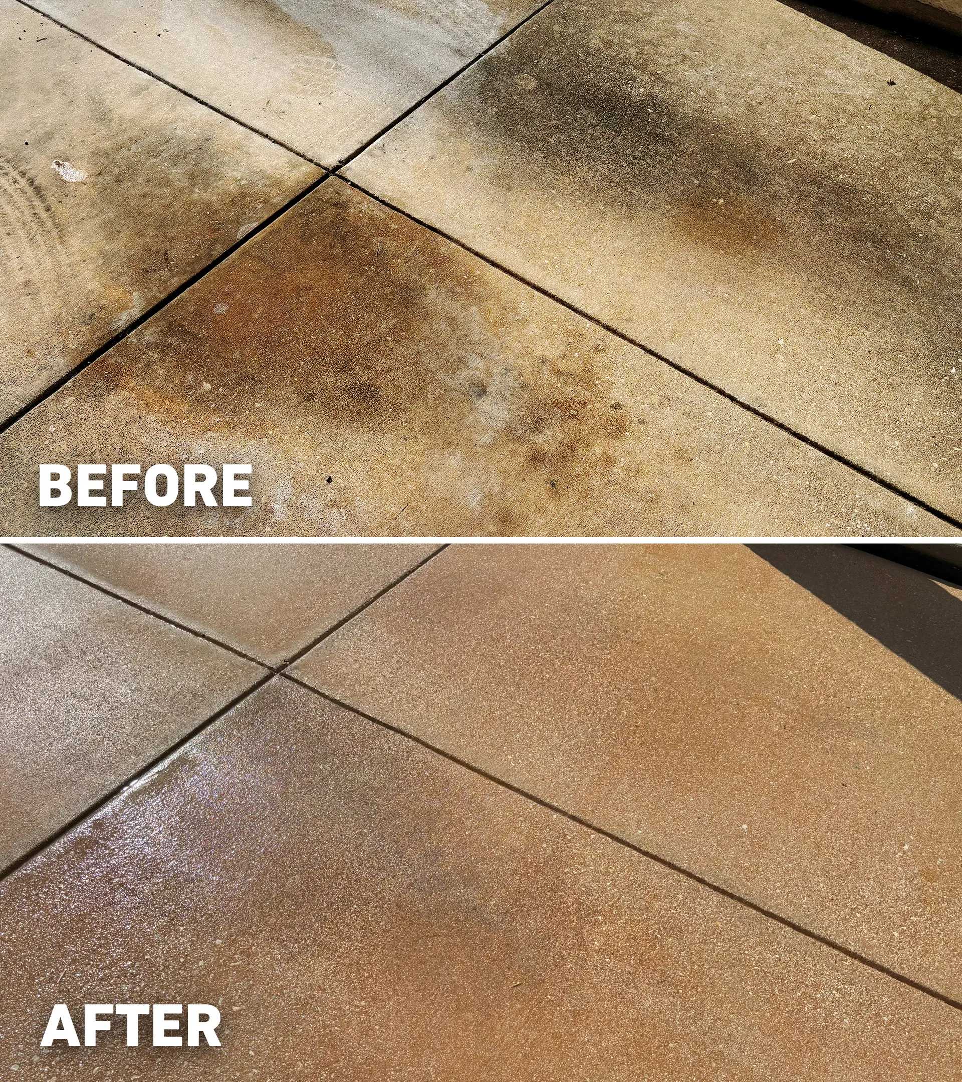 Before after oil stain removal