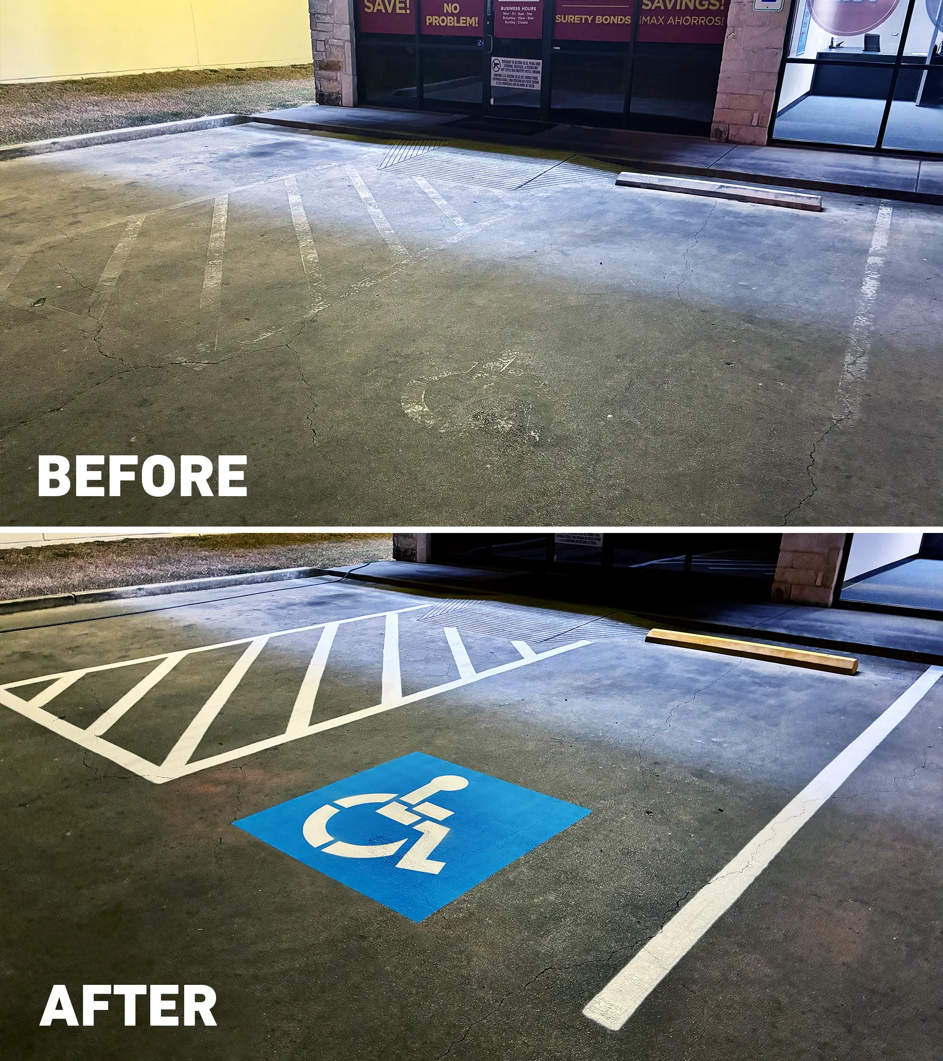 Before after parking lot striping