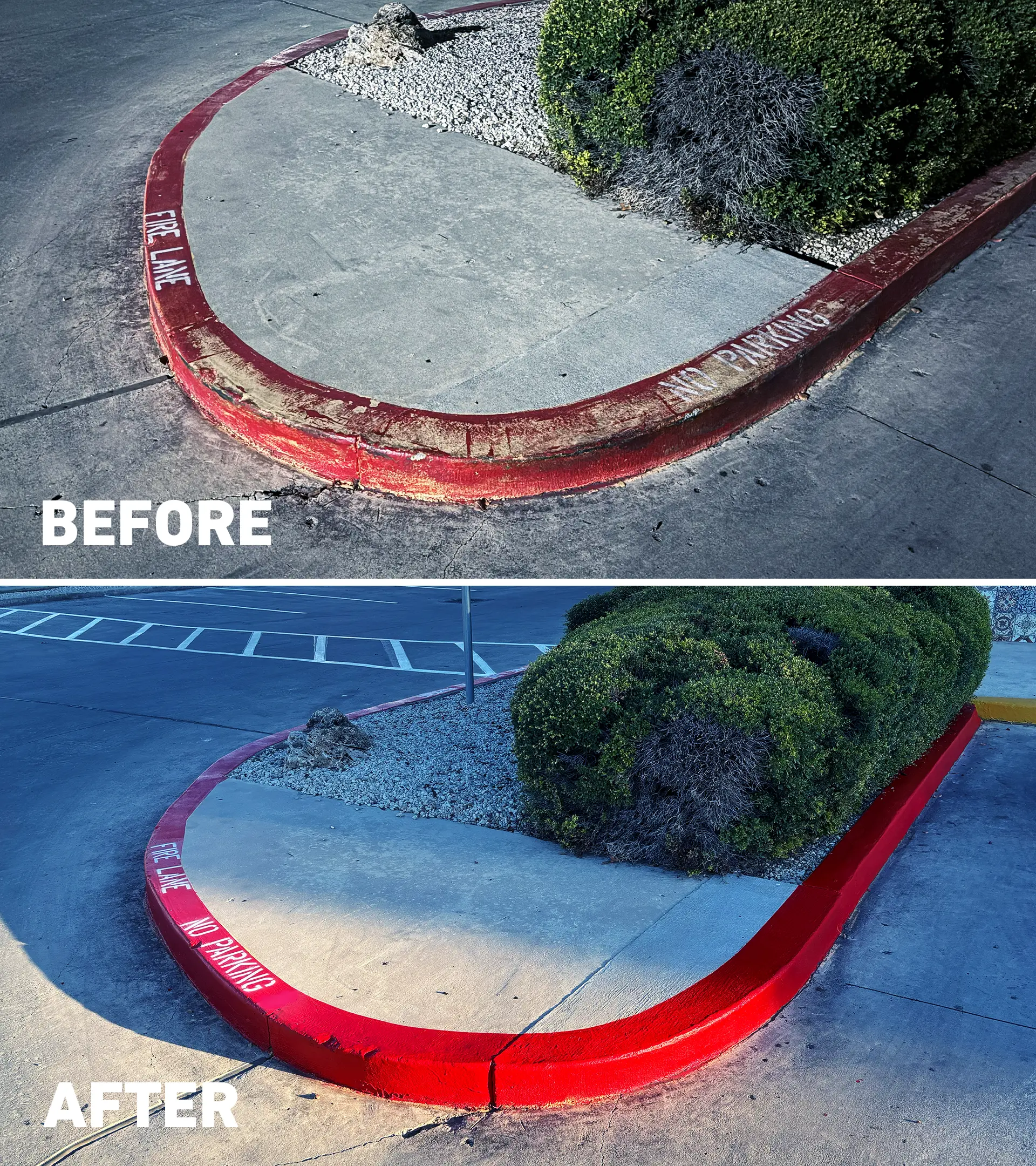 Fire lane before after striping