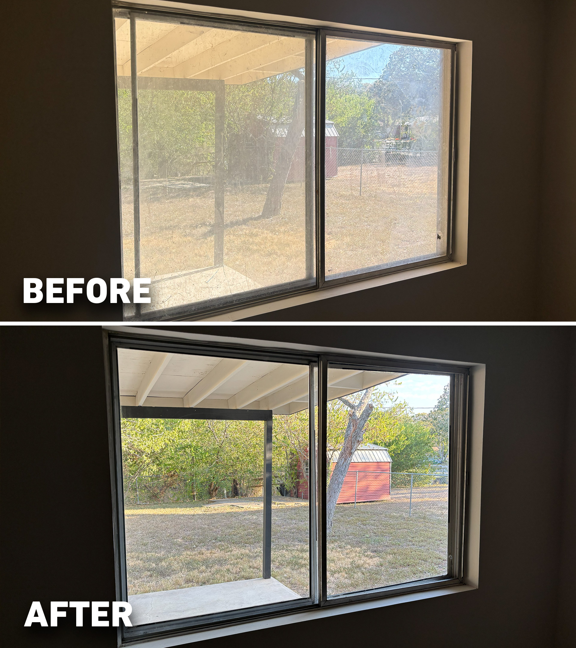 Before after very dirty window cleaning
